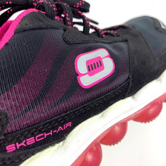Sketchers Sketch-Air Running Shoes Womens Sz 7.5 Black Hot Pink Lace Up 11848 - Picture 13 of 16